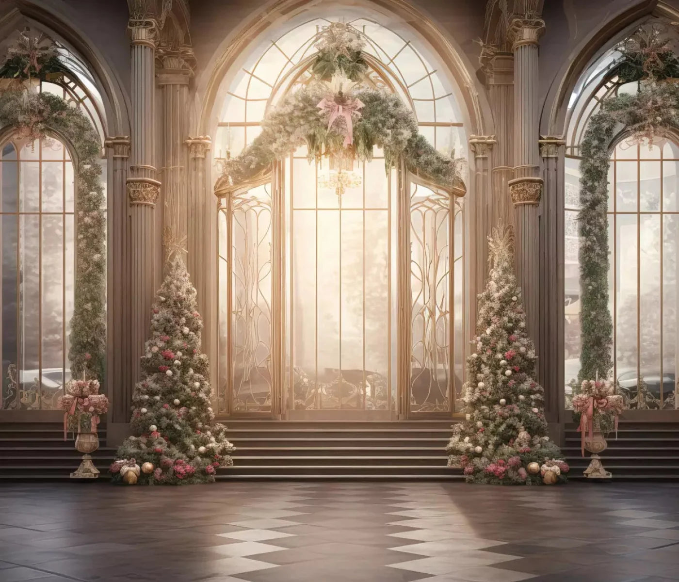 Christmas Sunrise Ballroom 12X10 Ultracloth ( 144 X 120 Inch ) Backdrop