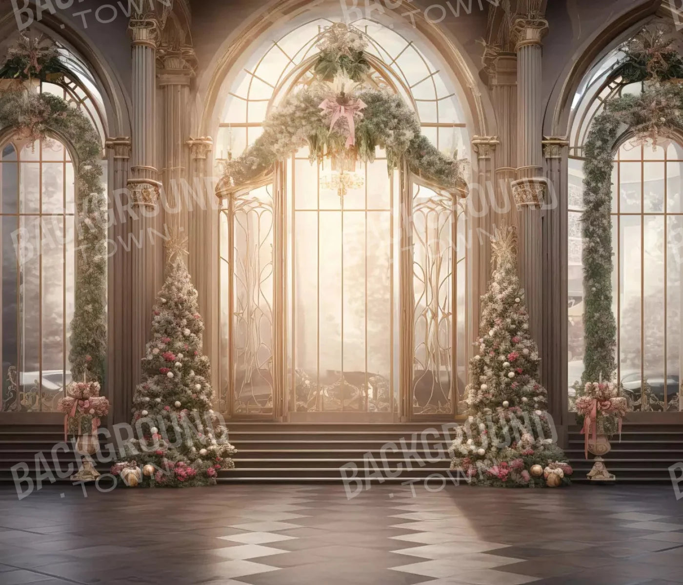 Christmas Sunrise Ballroom 12X10 Ultracloth ( 144 X 120 Inch ) Backdrop