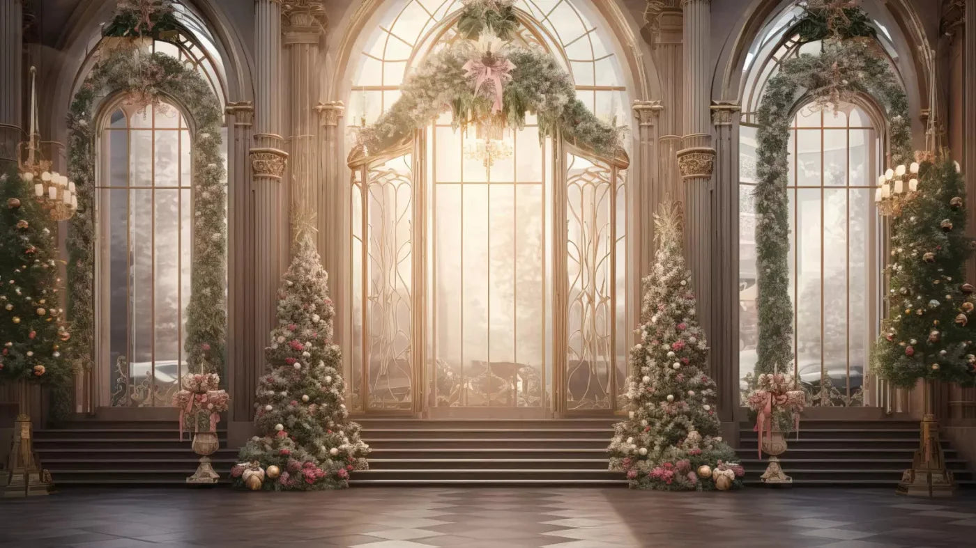 Christmas Sunrise Ballroom 14X8 Ultracloth ( 168 X 96 Inch ) Backdrop