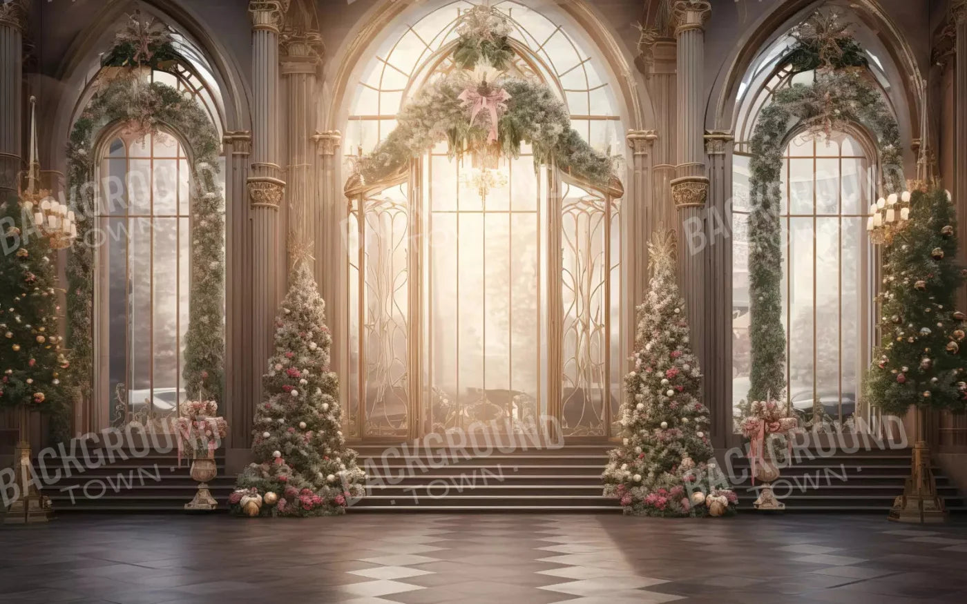 Christmas Sunrise Ballroom 14X9 Ultracloth ( 168 X 108 Inch ) Backdrop