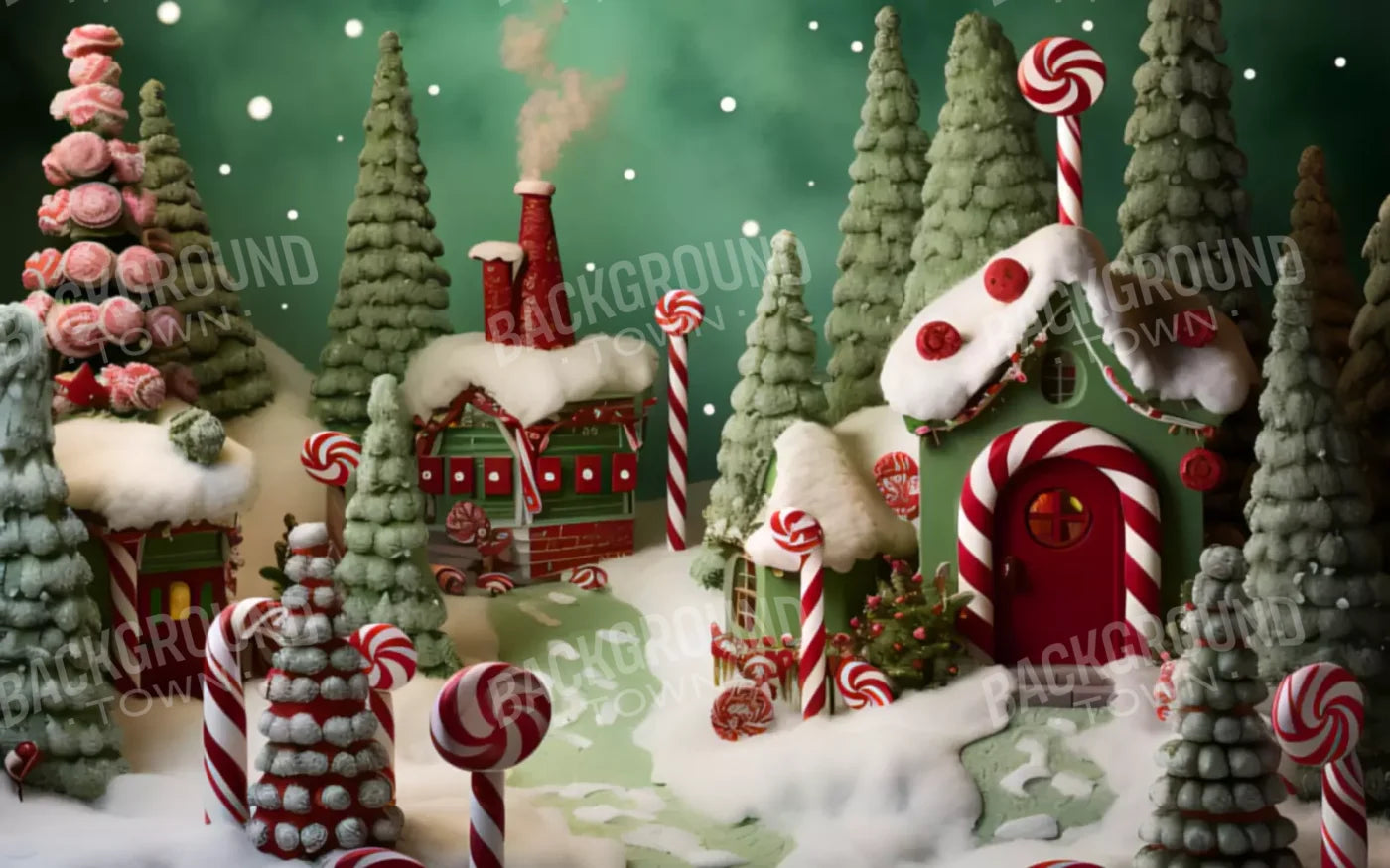 Christmas Town 2 8X5 Ultracloth ( 96 X 60 Inch ) Backdrop