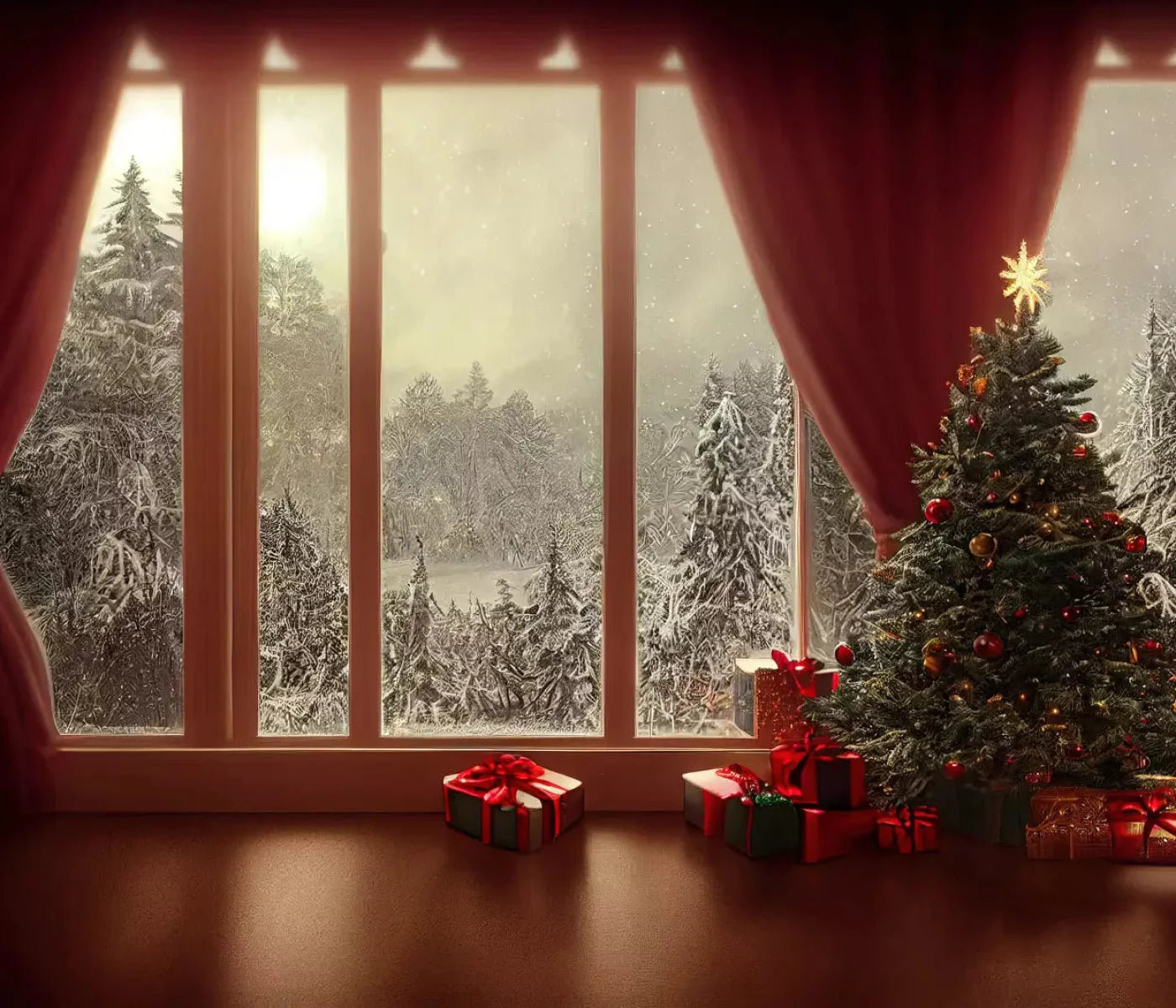 Christmas View 12X10 Ultracloth ( 144 X 120 Inch ) Backdrop