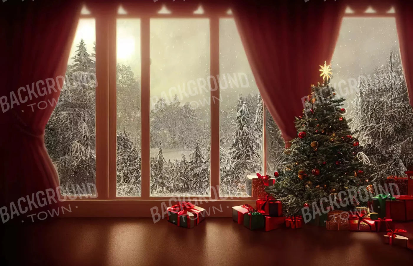 Christmas View 12X8 Ultracloth ( 144 X 96 Inch ) Backdrop