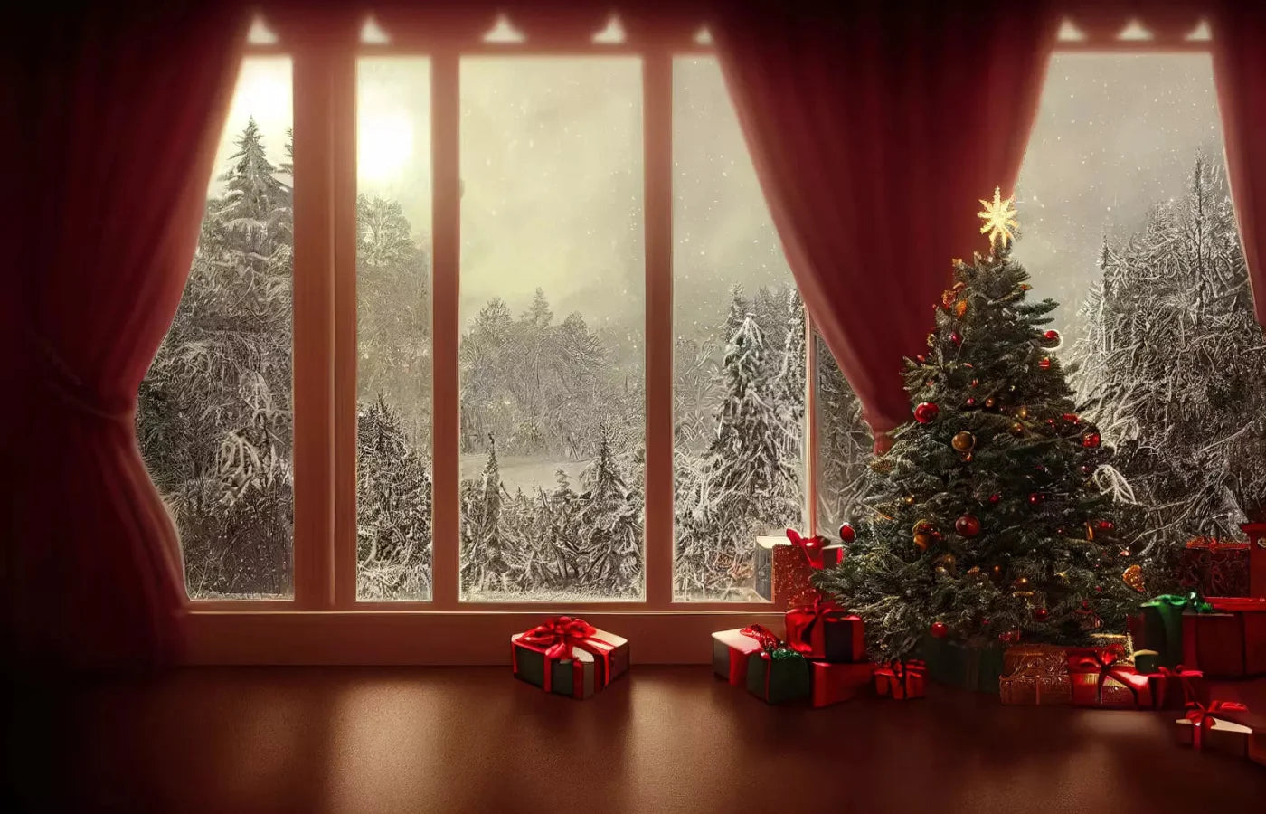 Christmas View 12X8 Ultracloth ( 144 X 96 Inch ) Backdrop