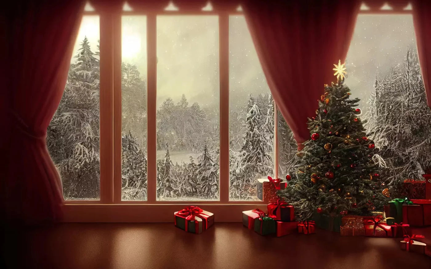 Christmas View 14X9 Ultracloth ( 168 X 108 Inch ) Backdrop
