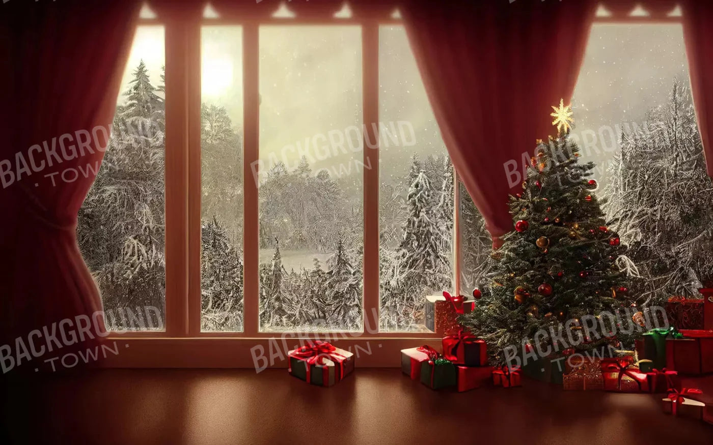 Christmas View 14X9 Ultracloth ( 168 X 108 Inch ) Backdrop