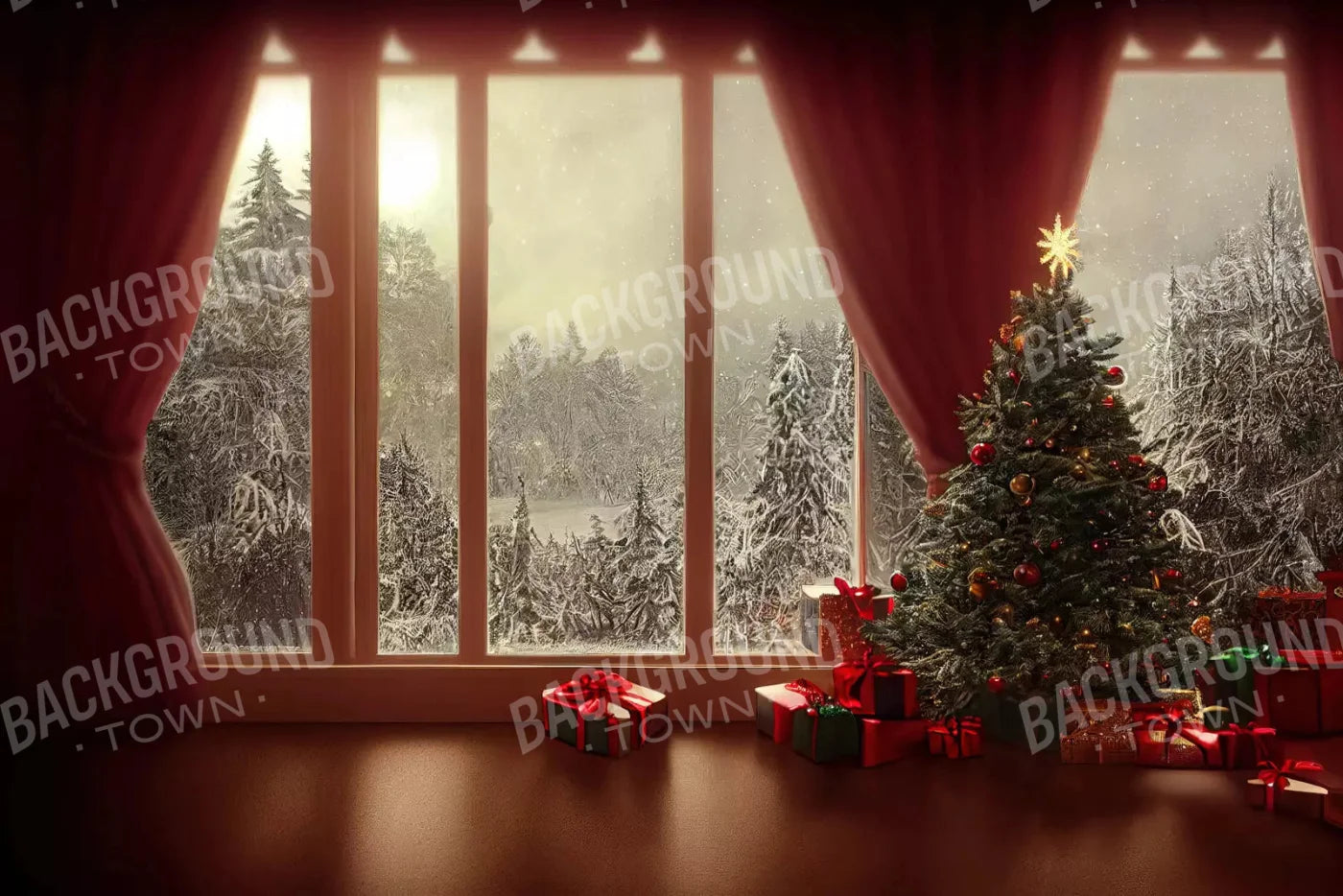 Christmas View 8X5 Ultracloth ( 96 X 60 Inch ) Backdrop