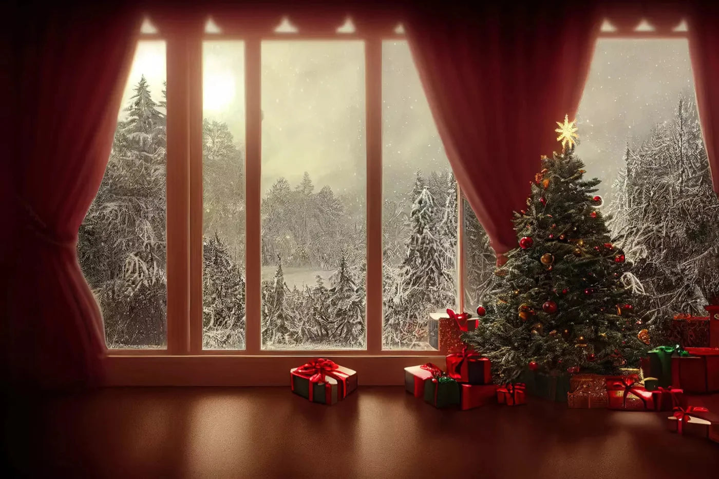 Christmas View 8X5 Ultracloth ( 96 X 60 Inch ) Backdrop