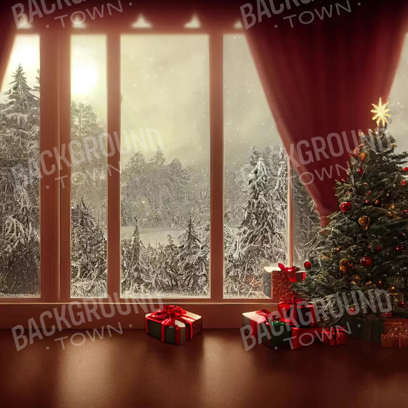 Christmas View 8X8 Fleece ( 96 X Inch ) Backdrop