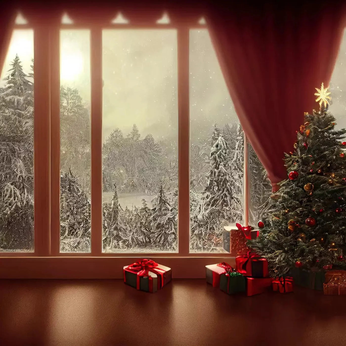 Christmas View 8X8 Fleece ( 96 X Inch ) Backdrop