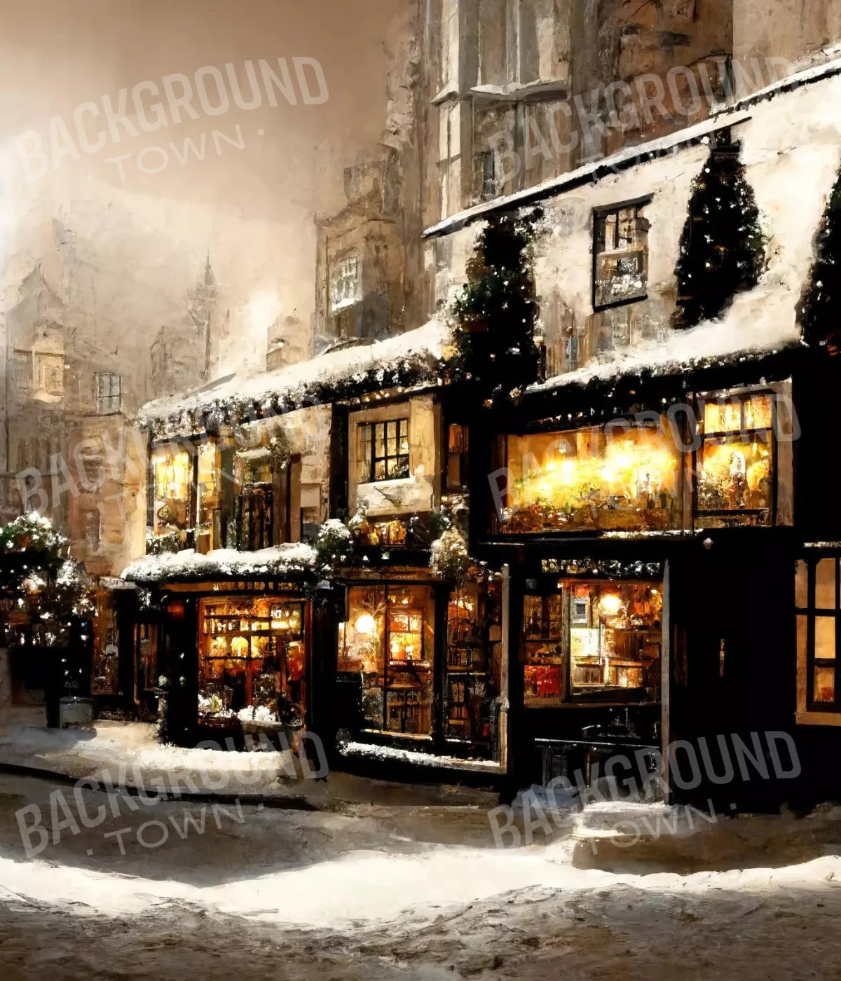 Christmas Village 10X12 Ultracloth ( 120 X 144 Inch ) Backdrop