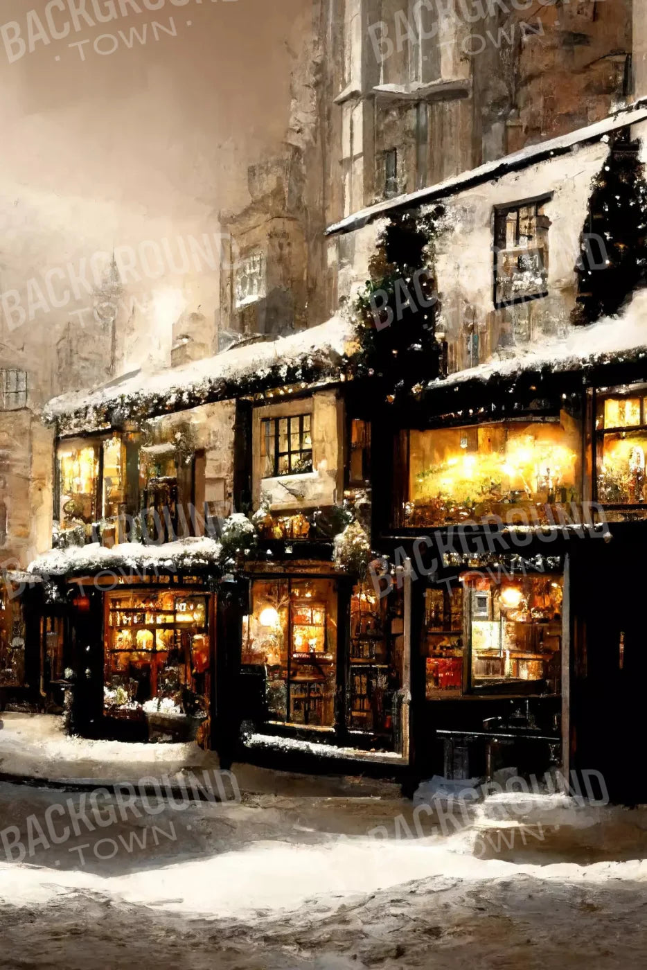Christmas Village 5X8 Ultracloth ( 60 X 96 Inch ) Backdrop