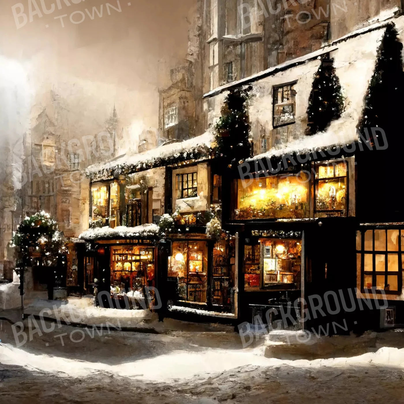 Christmas Village 8X8 Fleece ( 96 X Inch ) Backdrop
