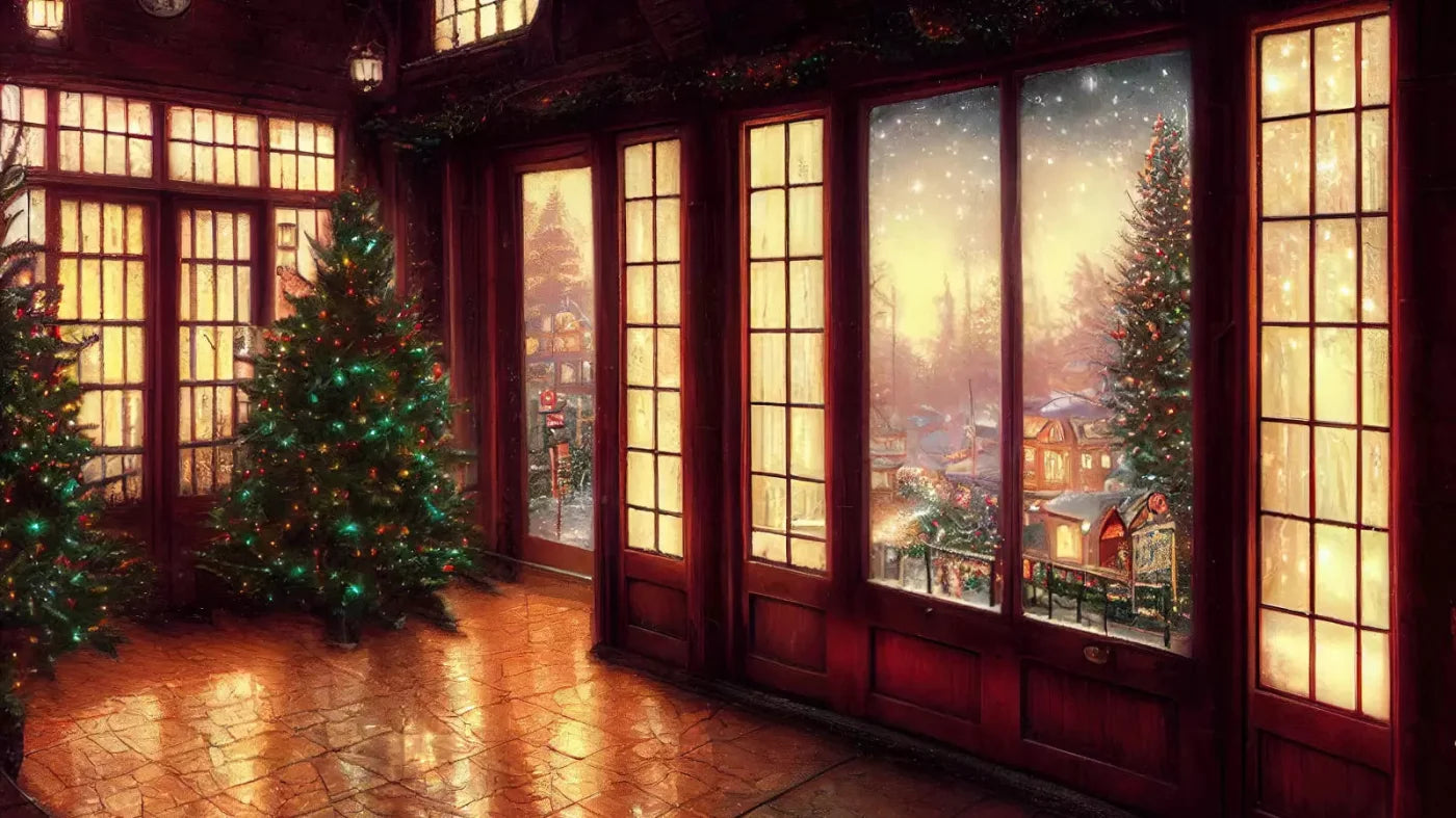 Christmas Window 14X8 Ultracloth ( 168 X 96 Inch ) Backdrop