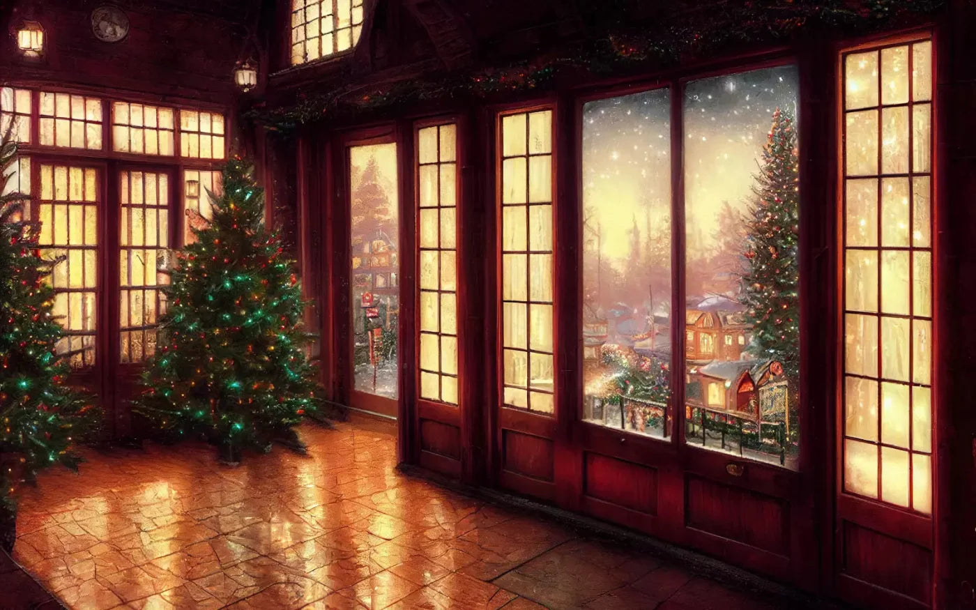 Christmas Window 14X9 Ultracloth ( 168 X 108 Inch ) Backdrop