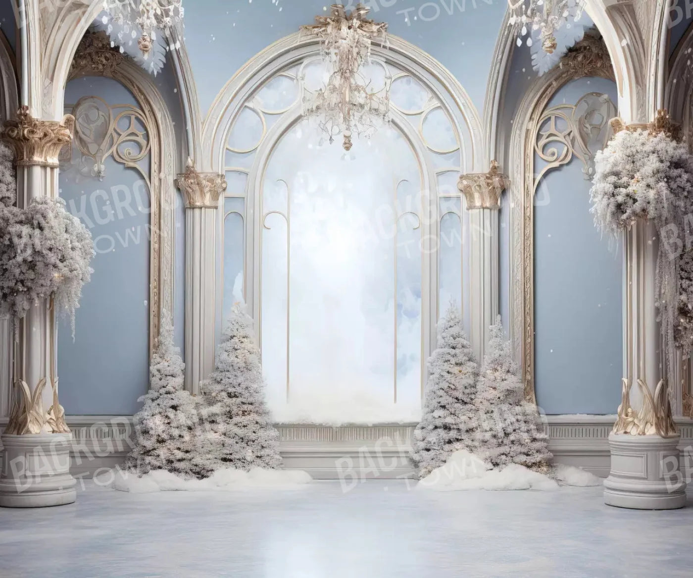 Elegant Holiday Christmas Ballroom Backdrop for Photography
