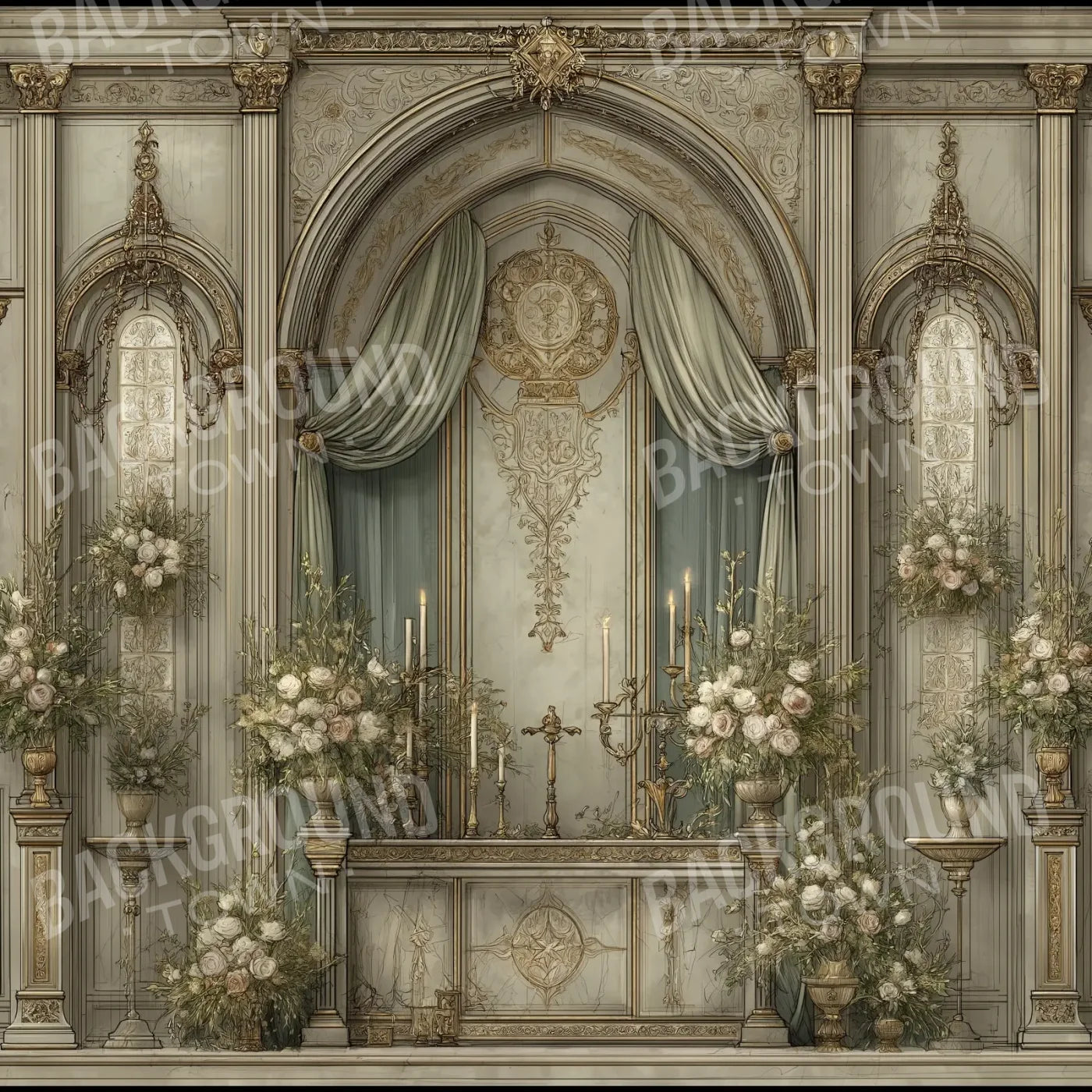 Church Sanctuary 2 8’x8’ Fleece (96 x 96 inch) Backdrop