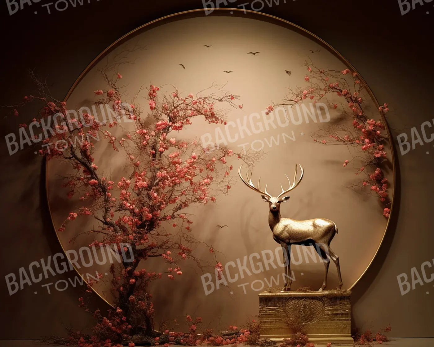 CircleBlossomDeer 10’x8’ Fleece (120 x 96 inch) Backdrop