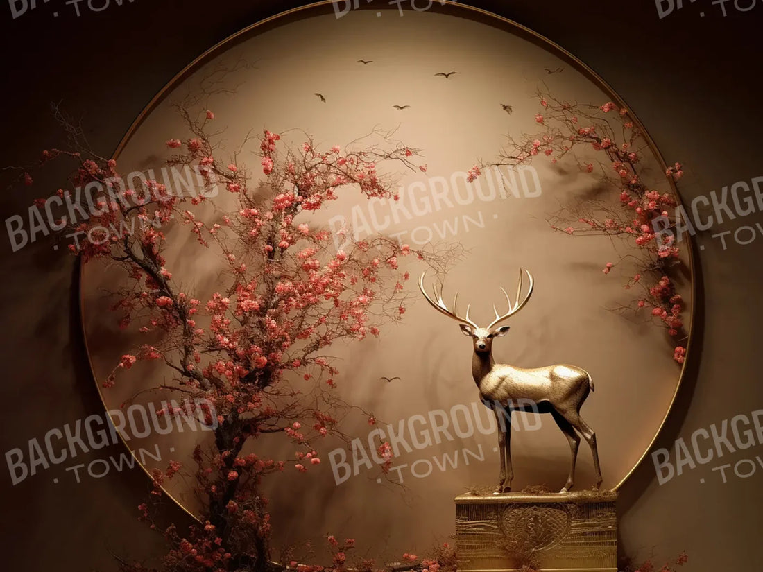 CircleBlossomDeer 6’8x5’ Fleece (80 x 60 inch) Backdrop