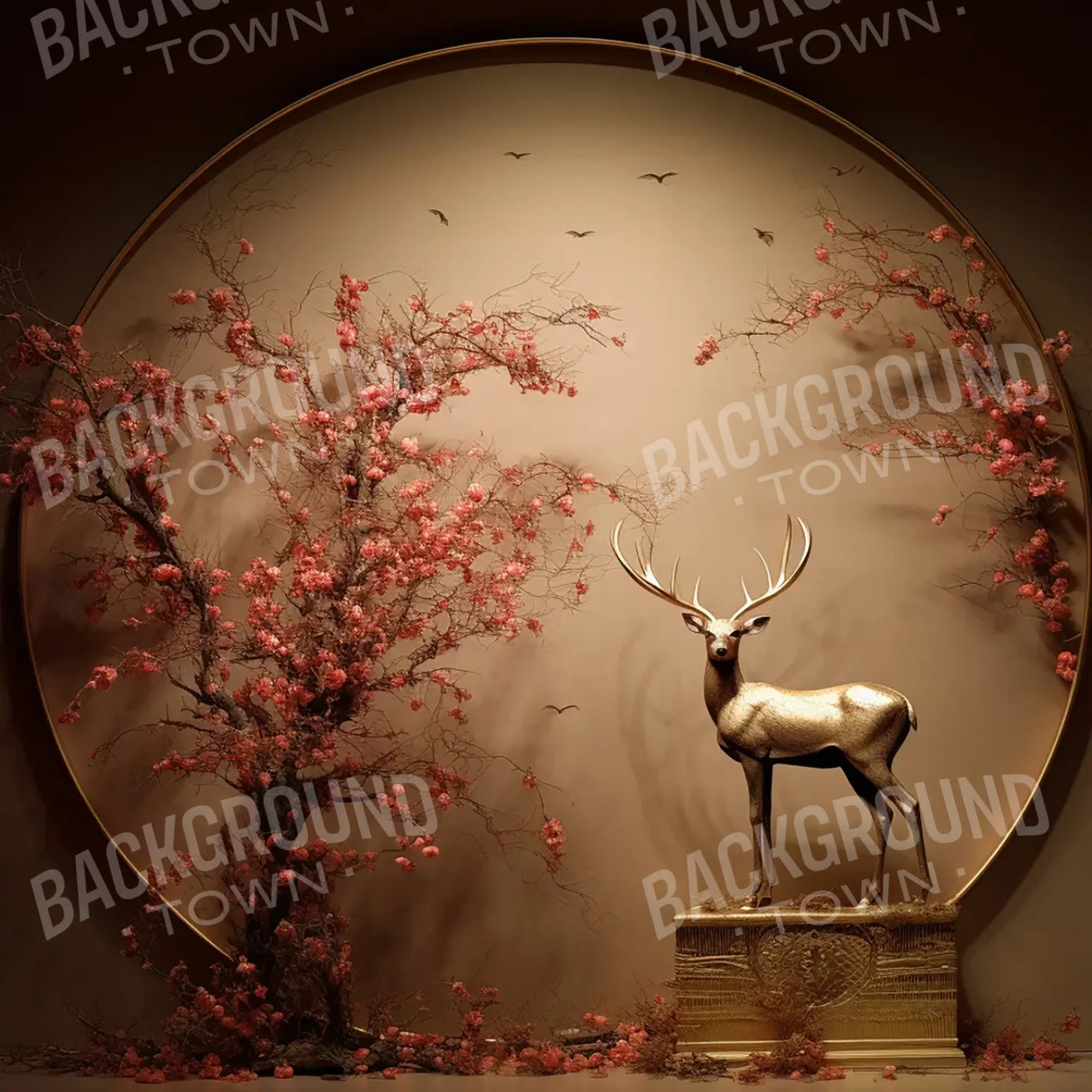 CircleBlossomDeer 8’x8’ Fleece (96 x 96 inch) Backdrop