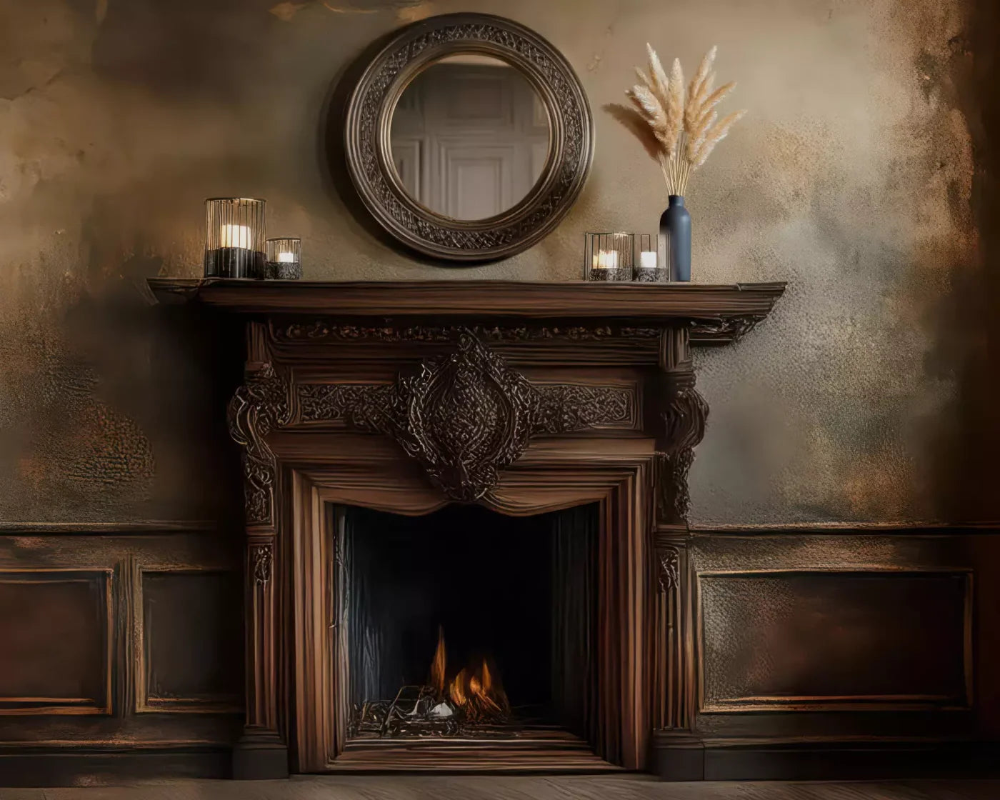 Classic Fireplace 10’x8’ Fleece (120 x 96 inch) Backdrop