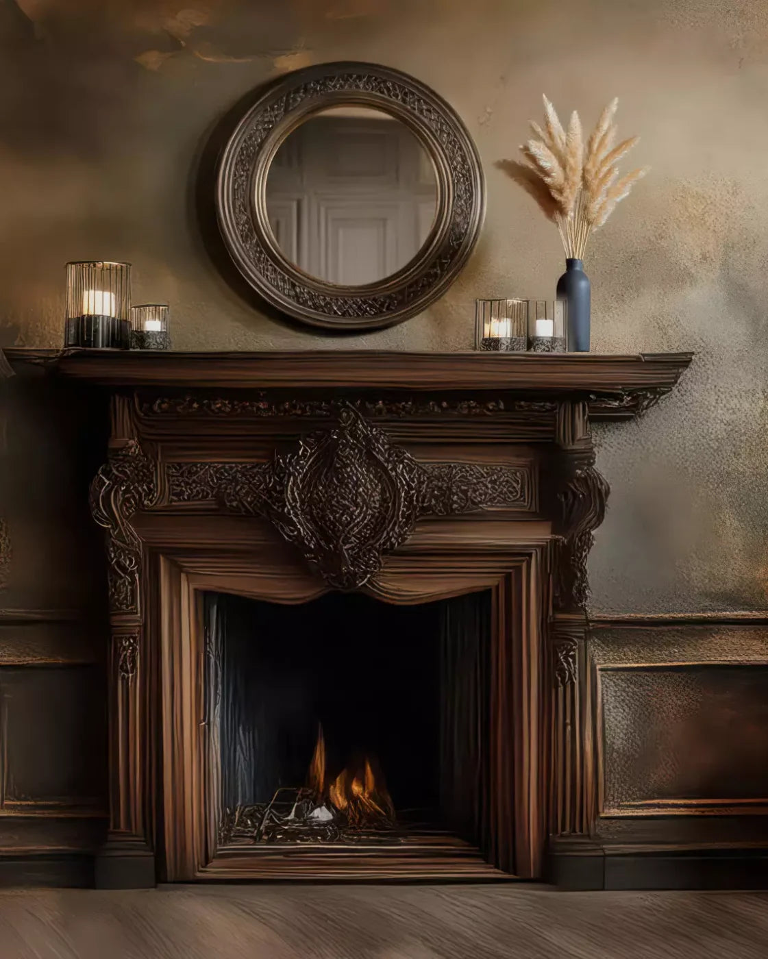 Classic Fireplace 8’x10’ Fleece (96 x 120 inch) Backdrop