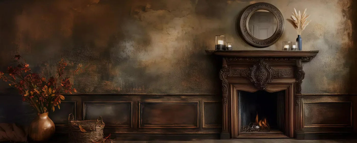 Classic Fireplace Room Wide 20’x8’ UltraCloth (240 x 96 inch) Backdrop