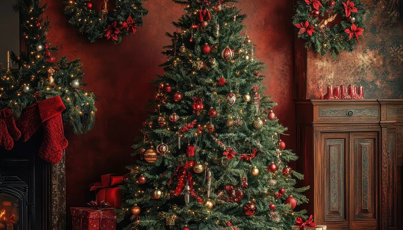 Classic Red Christmas 14’X8’ Ultracloth (168 X 96 Inch) Backdrop