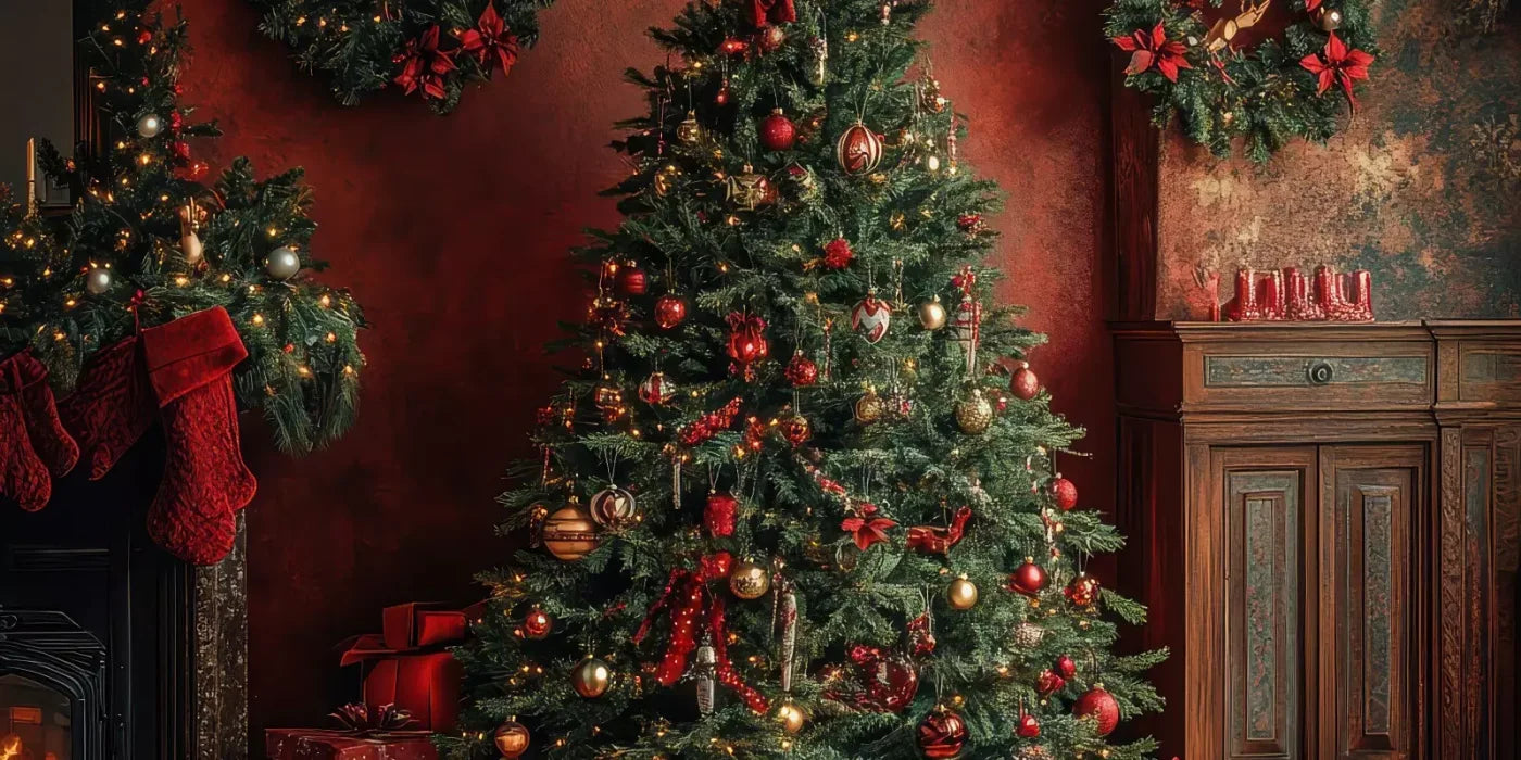 Classic Red Christmas 16’X8’ Ultracloth (192 X 96 Inch) Backdrop
