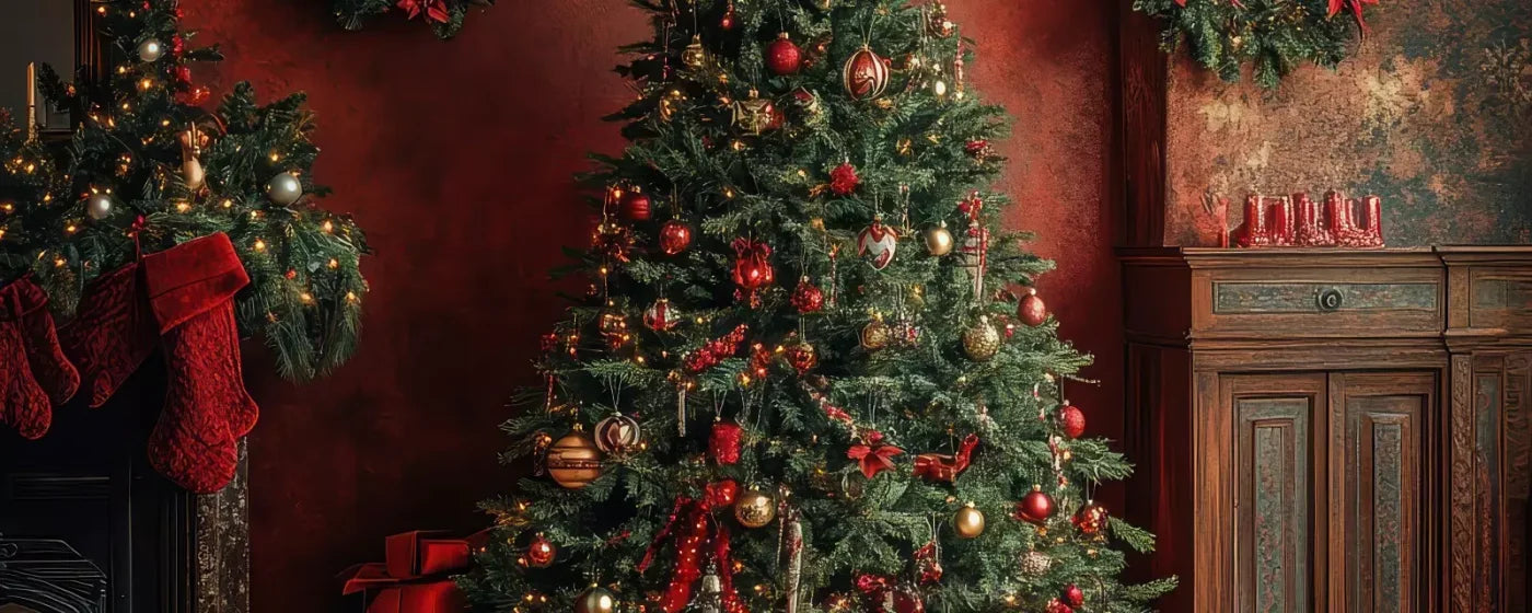 Classic Red Christmas 20’X8’ Ultracloth (240 X 96 Inch) Backdrop