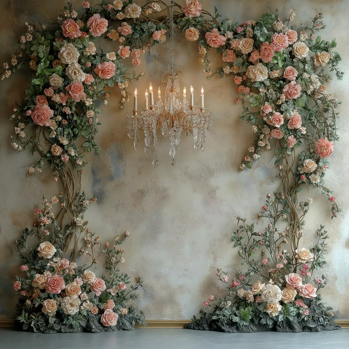 Climbing Pink Roses Arch 10’X10’ Ultracloth (120 X Inch) Backdrop