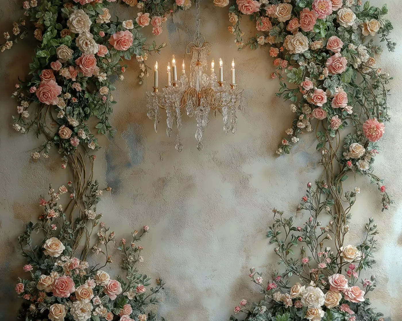 Climbing Pink Roses Arch 10’X8’ Fleece (120 X 96 Inch) Backdrop