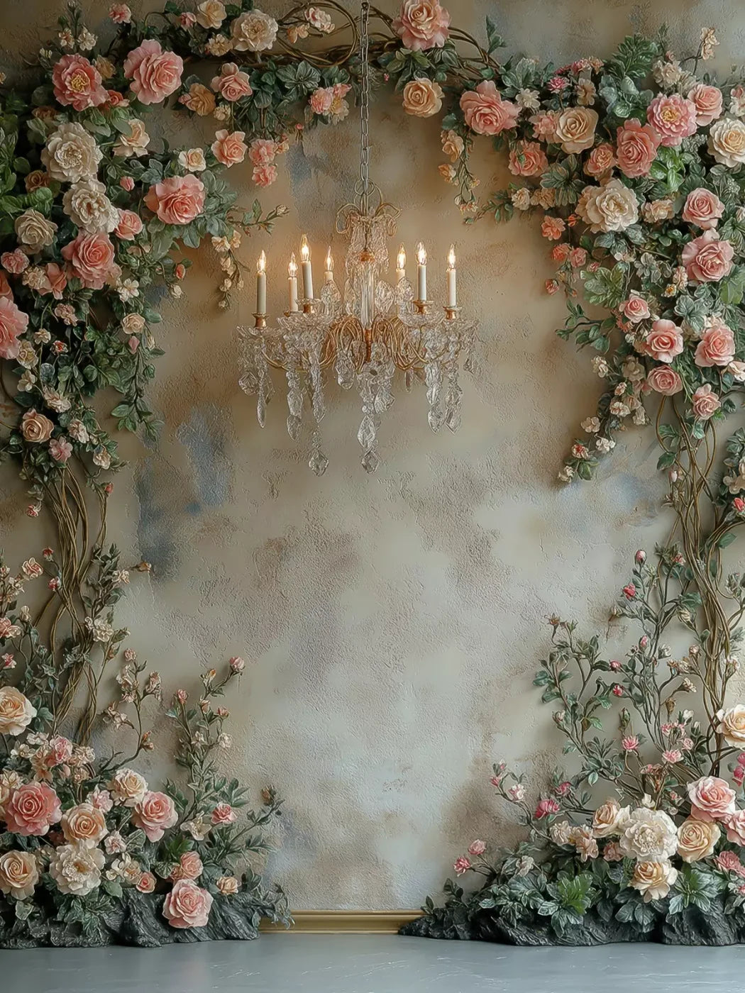 Climbing Pink Roses Arch 6’X8’ Fleece (72 X 96 Inch) Backdrop