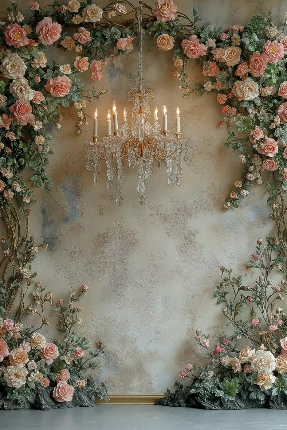 Climbing Pink Roses Arch 8’X12’ Ultracloth (96 X 144 Inch) Backdrop