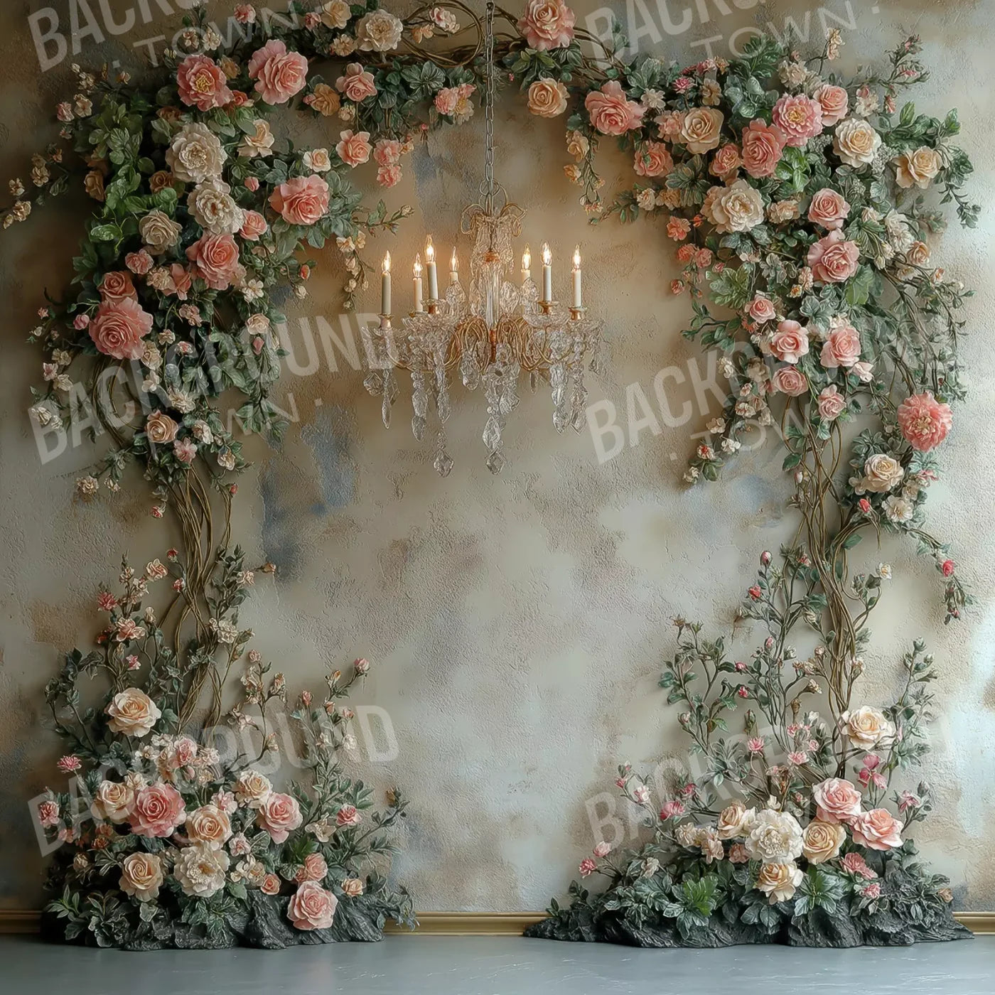 Climbing Pink Roses Arch 8’X8’ Fleece (96 X Inch) Backdrop