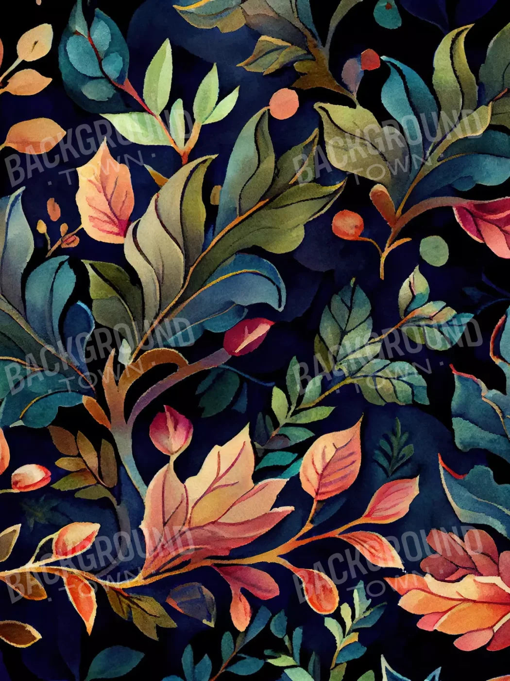 Coral Leaves 8X10 Fleece ( 96 X 120 Inch ) Backdrop