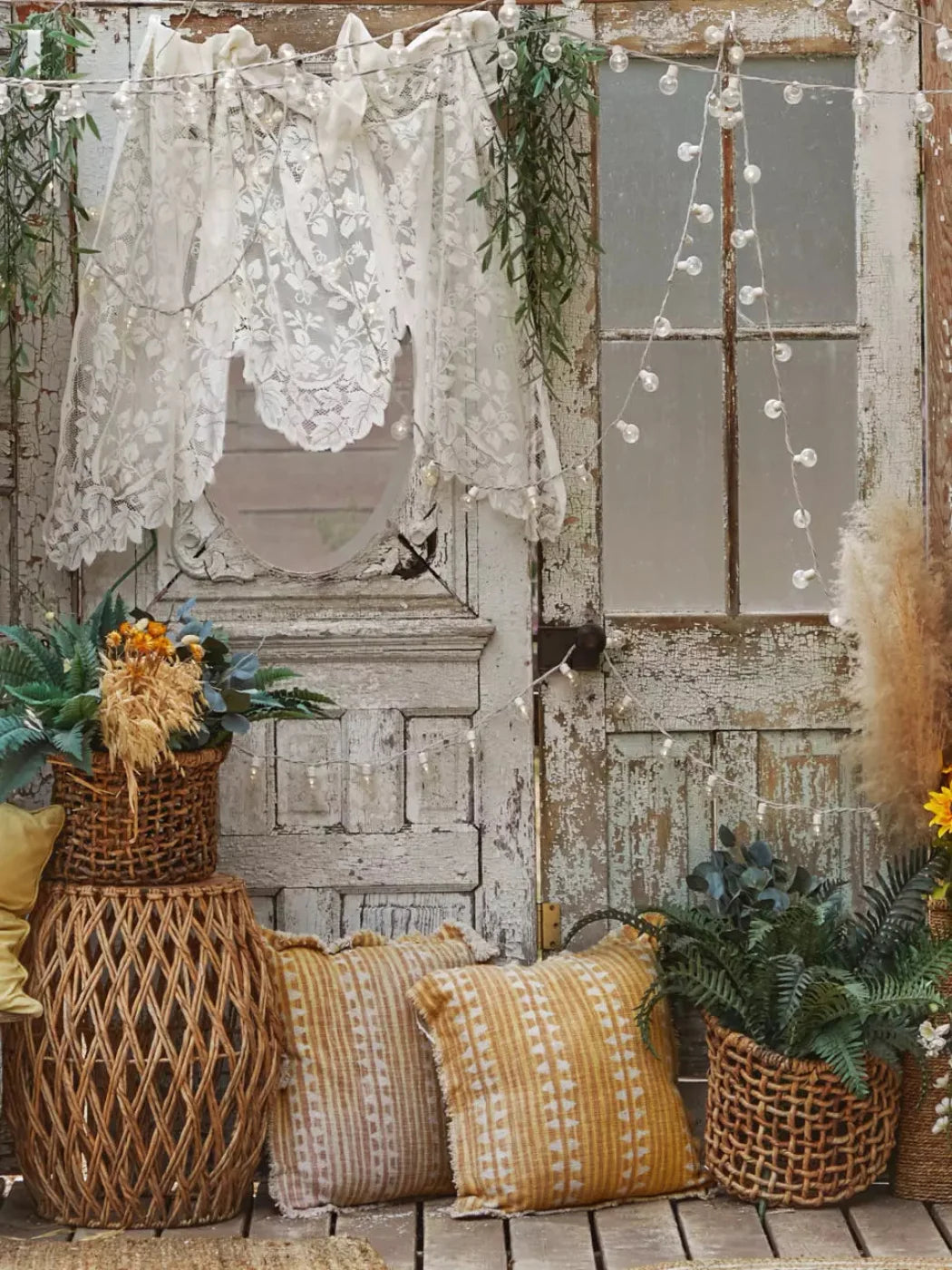 Cottage Boho 8X10 Fleece ( 96 X 120 Inch ) Backdrop