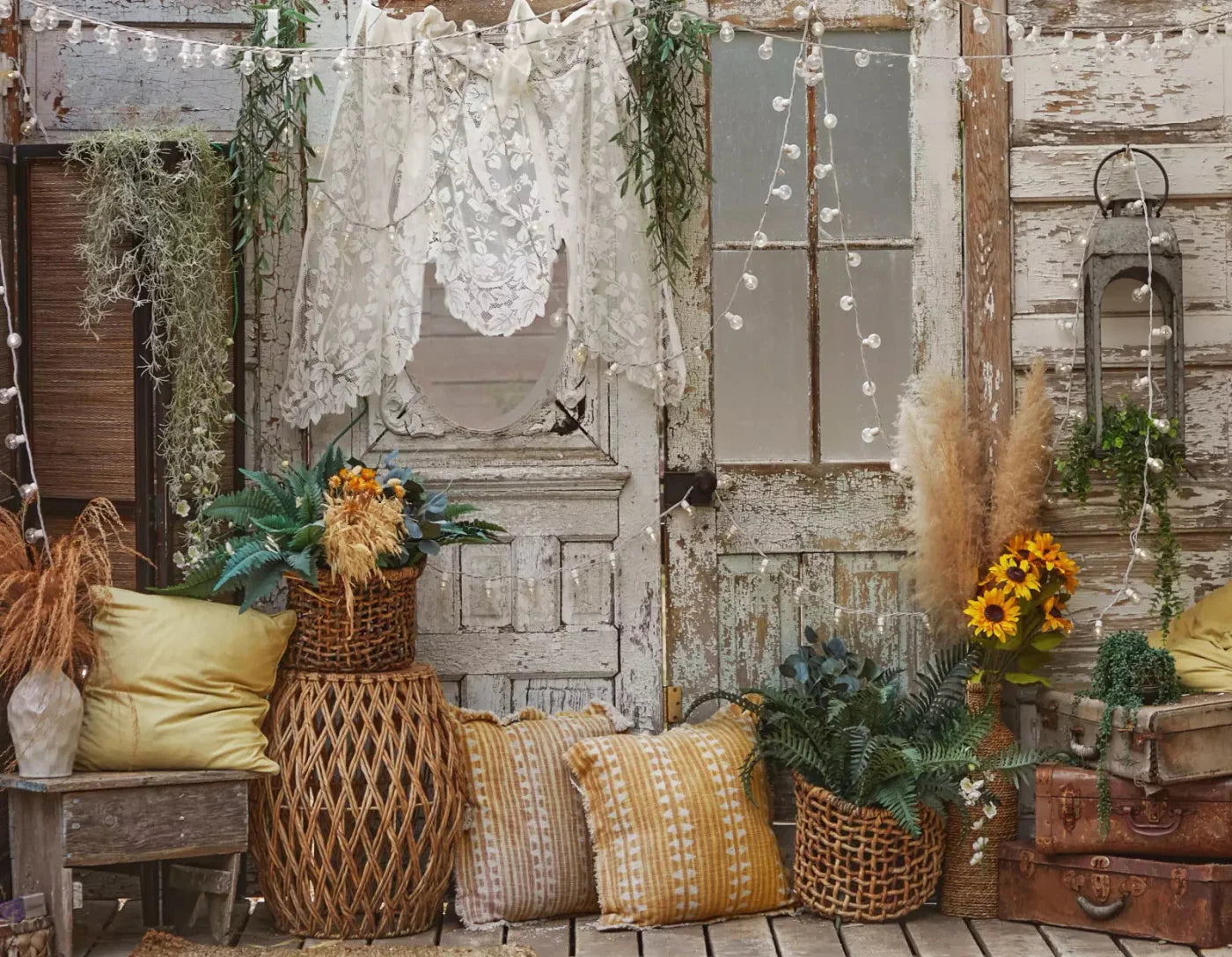 Cottage Boho 8X6 Fleece ( 96 X 72 Inch ) Backdrop
