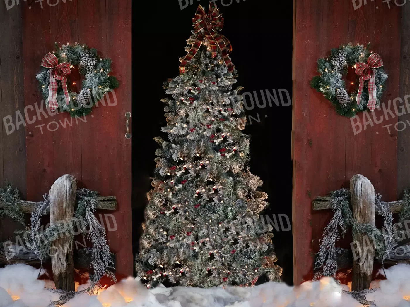 Country Christmas 10X8 Fleece ( 120 X 96 Inch ) Backdrop