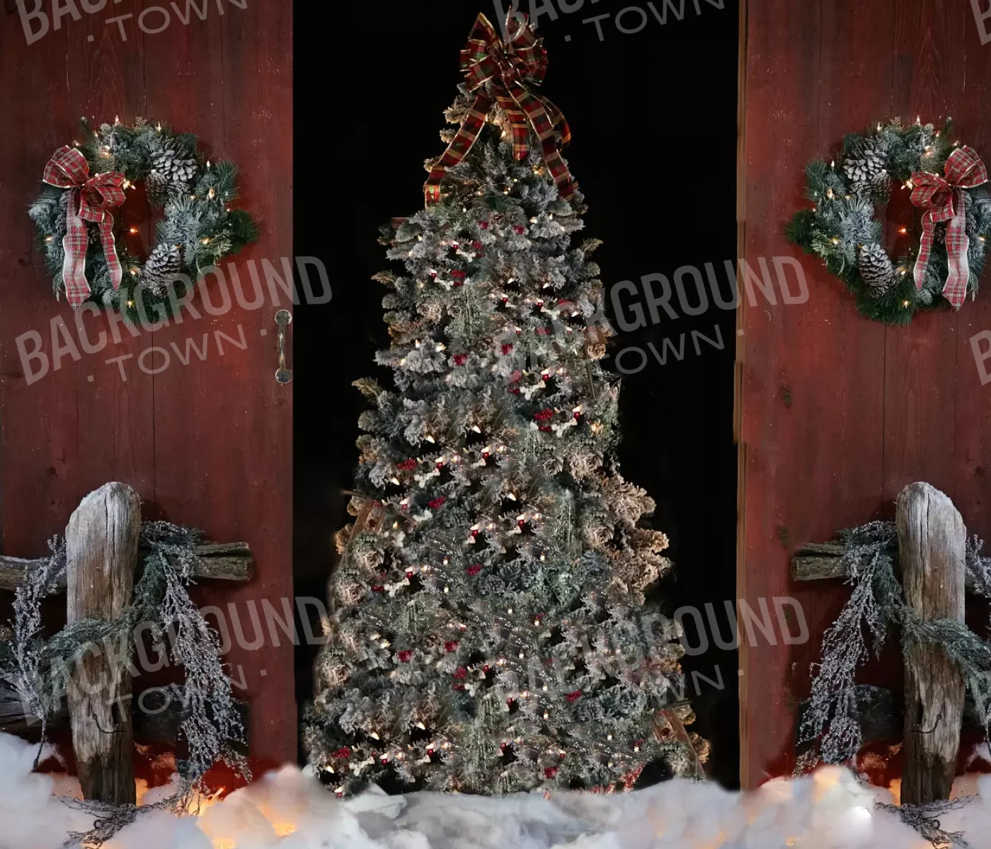 Country Christmas 12X10 Ultracloth ( 144 X 120 Inch ) Backdrop