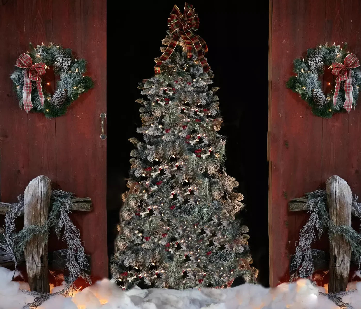 Country Christmas 12X10 Ultracloth ( 144 X 120 Inch ) Backdrop