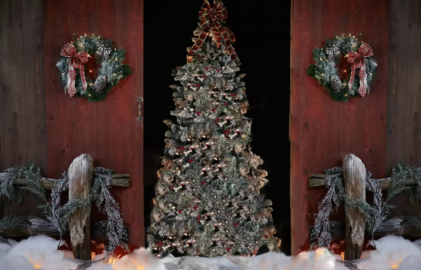 Country Christmas 12X8 Ultracloth ( 144 X 96 Inch ) Backdrop