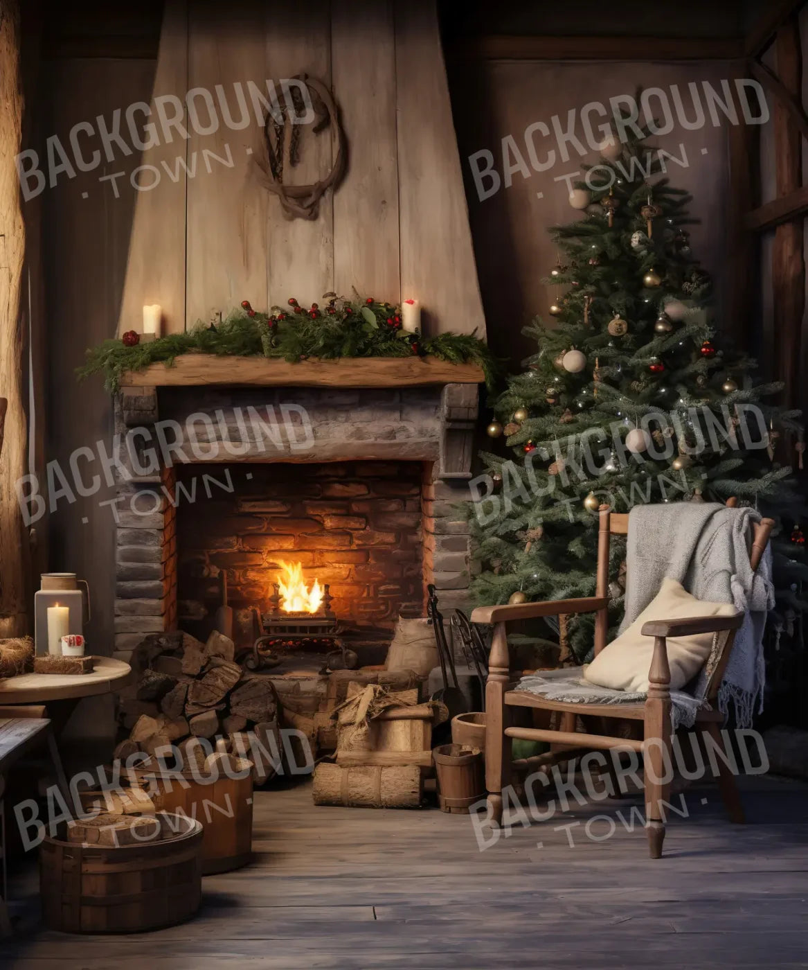 Beige Christmas Backdrop for Photography