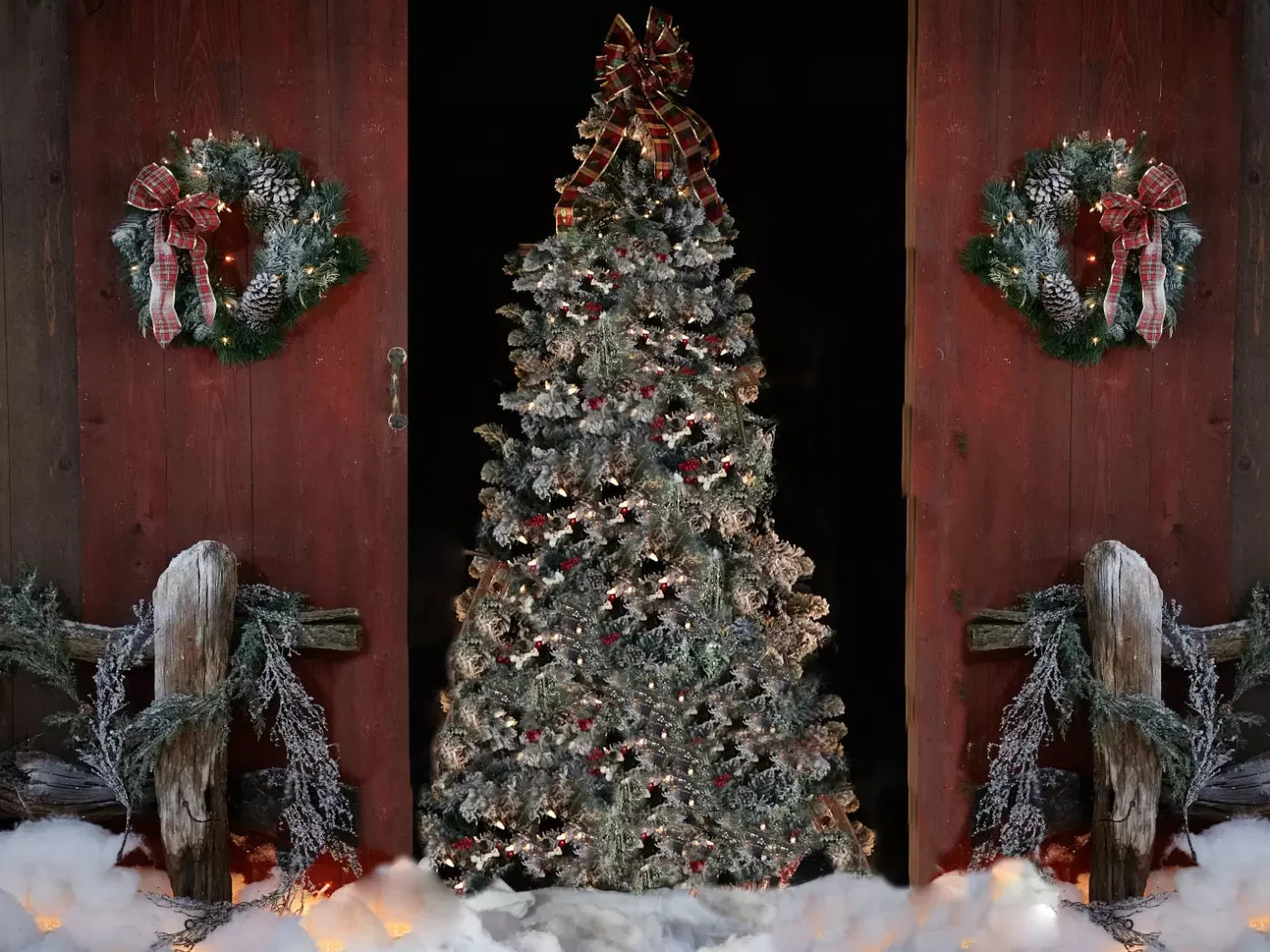 Country Christmas 68X5 Fleece ( 80 X 60 Inch ) Backdrop