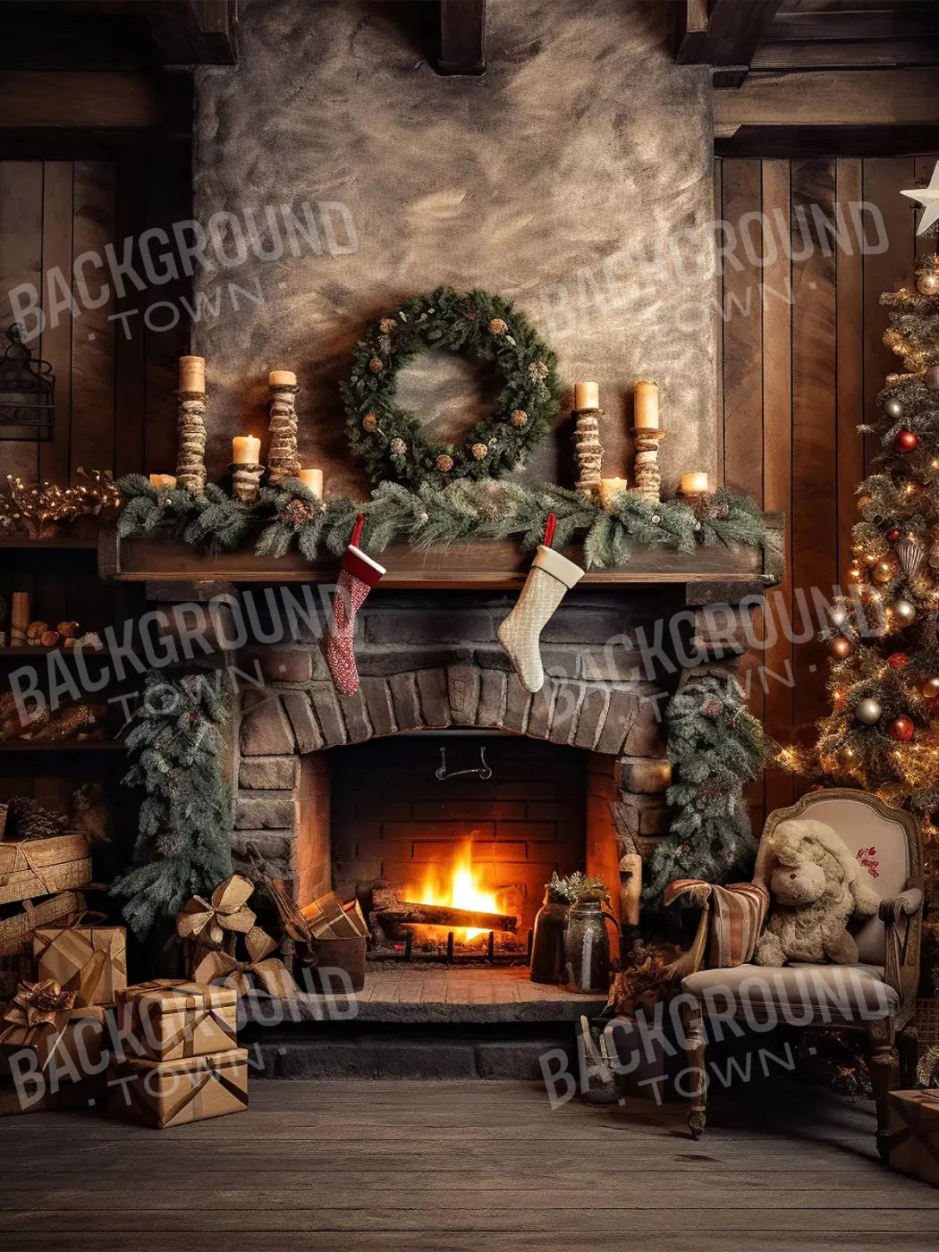 Country Christmas I 5X7 Ultracloth ( 60 X 84 Inch ) Backdrop