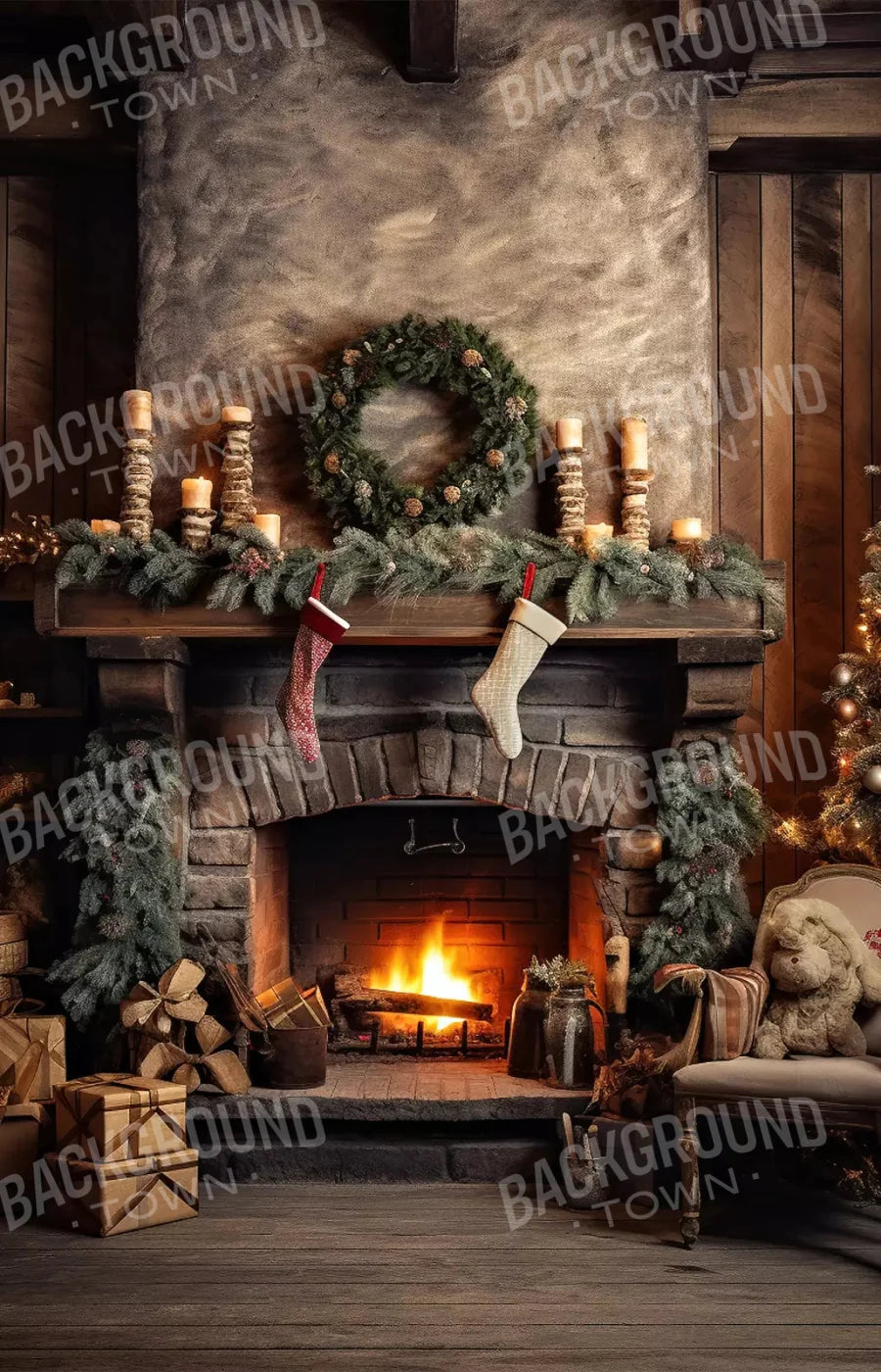 Country Christmas I 8X12 Ultracloth ( 96 X 144 Inch ) Backdrop