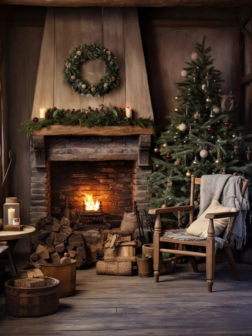 Country Christmas Ii 5X7 Ultracloth ( 60 X 84 Inch ) Backdrop