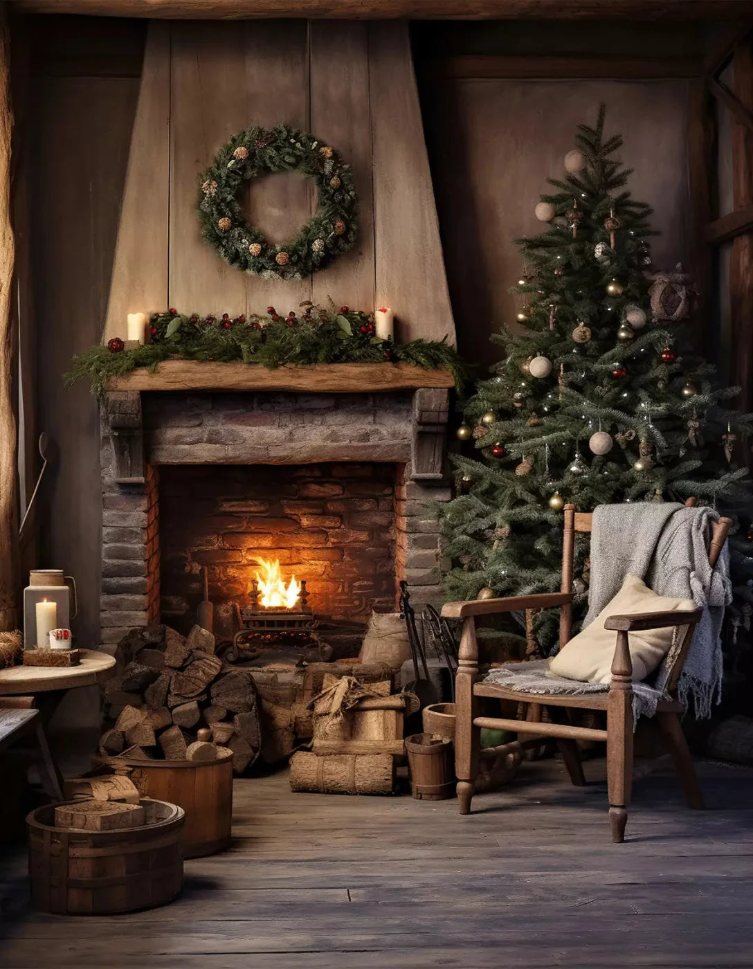Country Christmas Ii 6X8 Fleece ( 72 X 96 Inch ) Backdrop