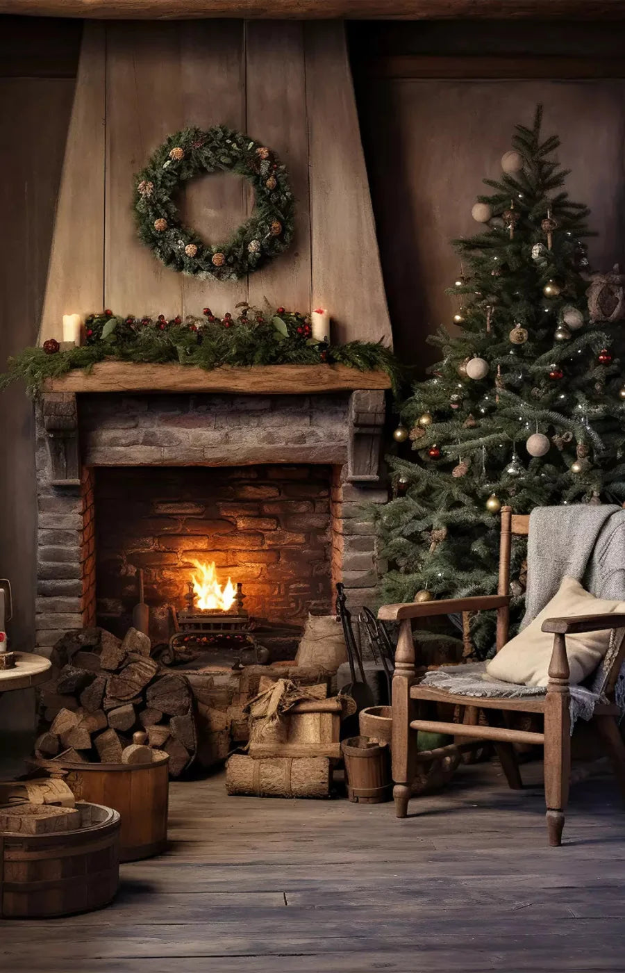 Country Christmas Ii 8X12 Ultracloth ( 96 X 144 Inch ) Backdrop