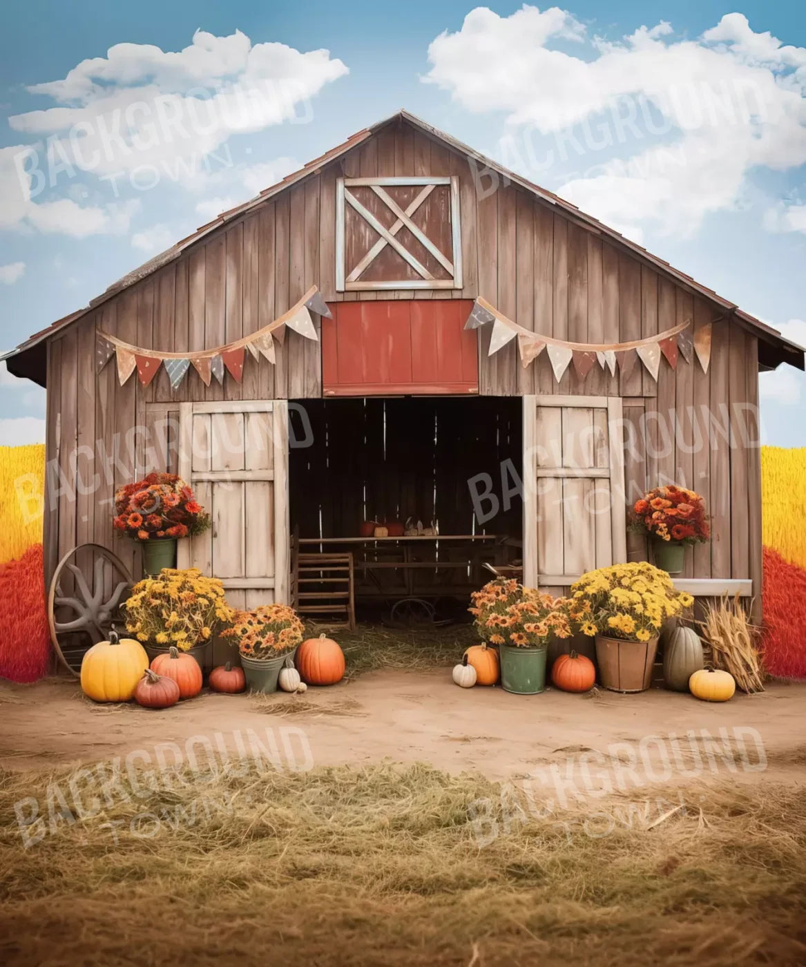 Cozy Autumn Barn 10’X12’ Ultracloth (120 X 144 Inch) Backdrop